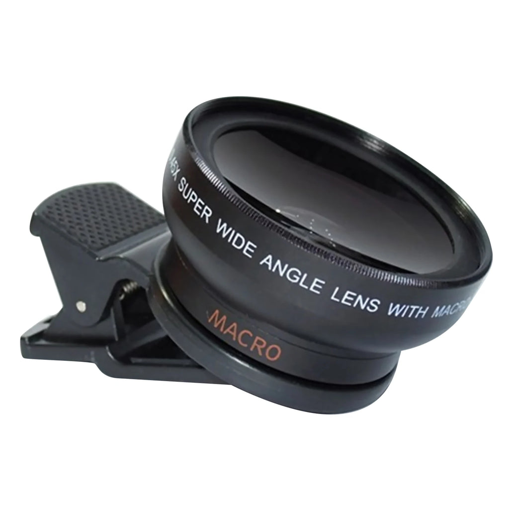 Clip-on wide angle lens on smartphone