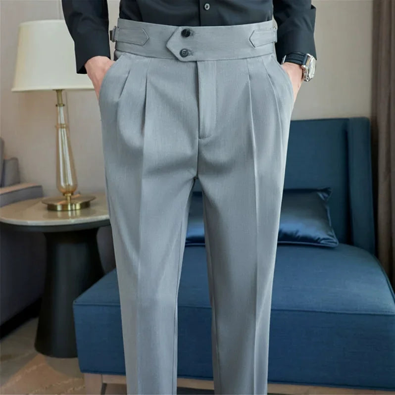 Men's Slim-Fit Dress Trousers – Formal Business Pants