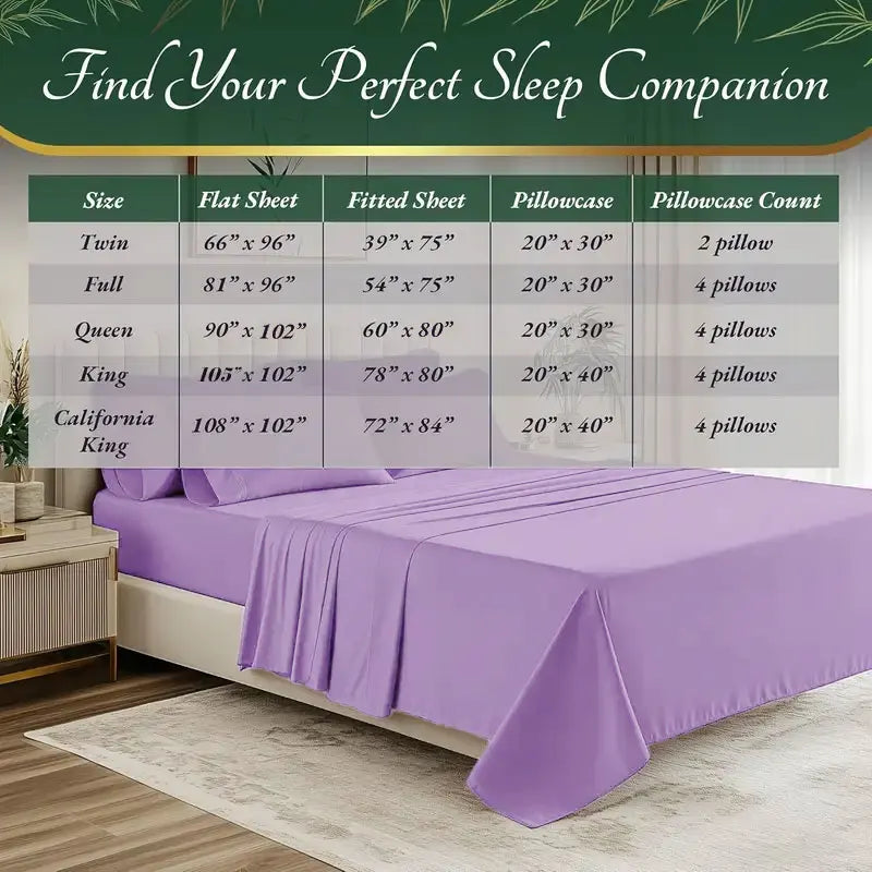 Cooling Viscose Sheet Set – Soft Queen Bedding, 4 or 6 Pc