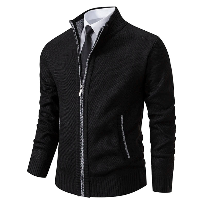 Men's Fleece Zip Cardigan – Warm Stand-Collar Jacket