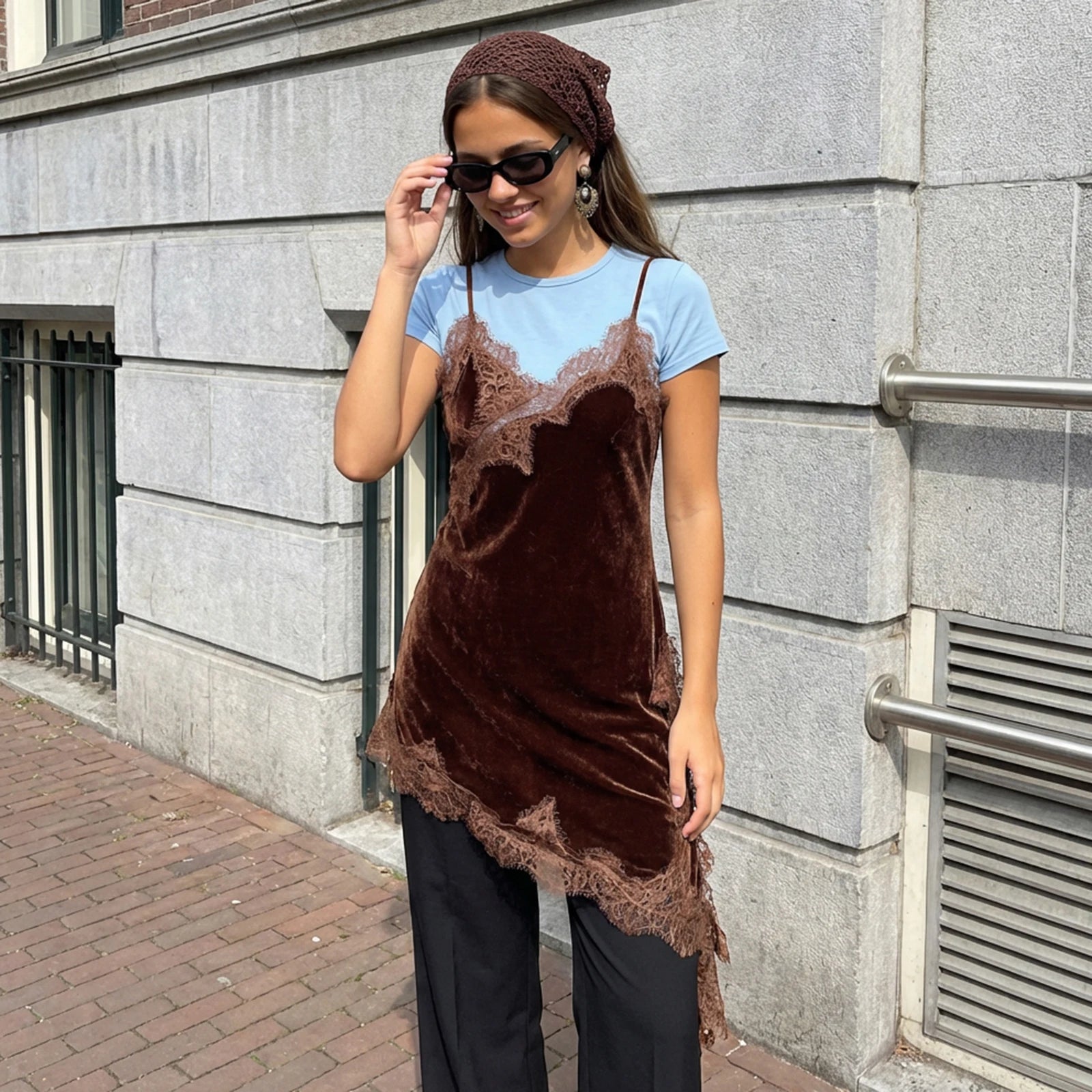 Velvet Cowl-Neck Slip Dress