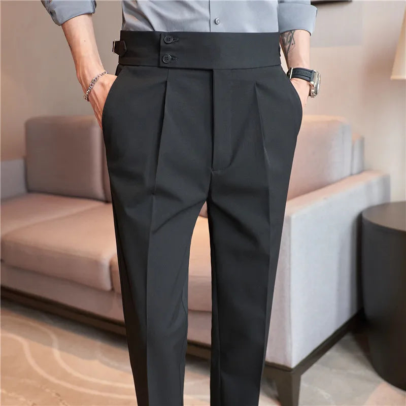 Men's Slim-Fit Dress Trousers – Formal Business Pants