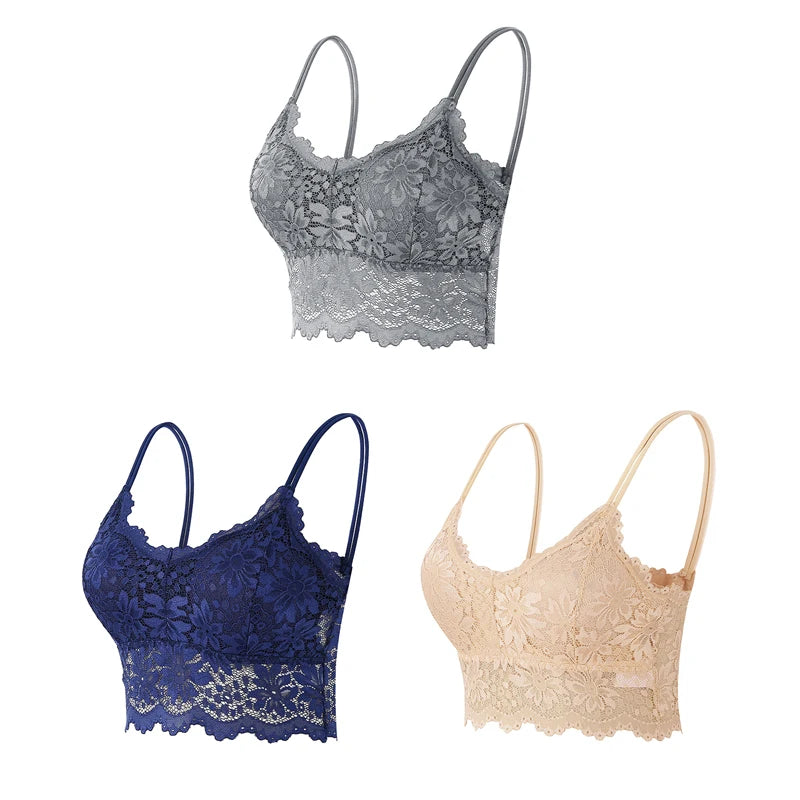 Women's Lace Bralette – 3-Pack Wireless Seamless