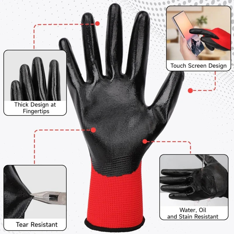 Nitrile-Coated Work Gloves – Firm-Grip Builders & Garden Gloves