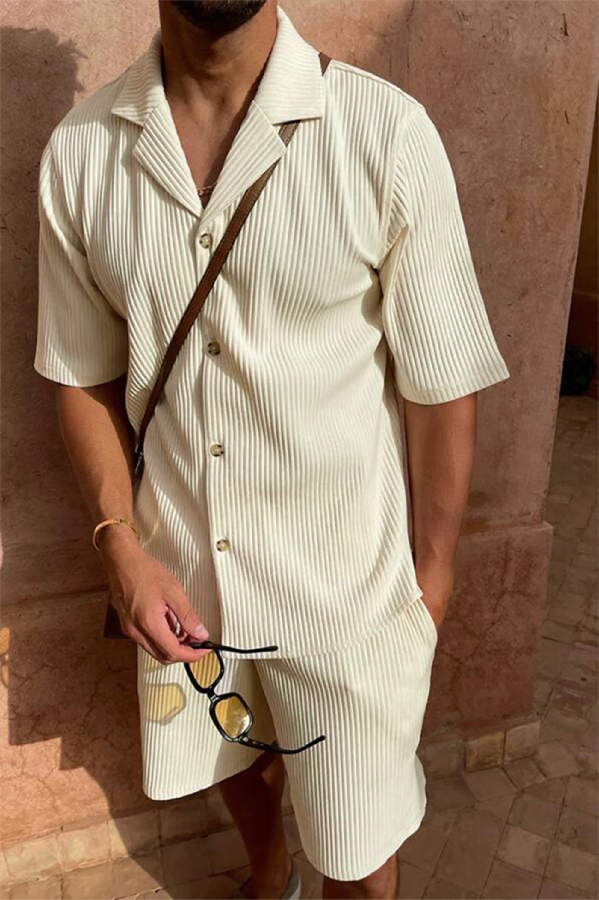 Corduroy Shirt & Shorts Set – Casual Summer Outfit