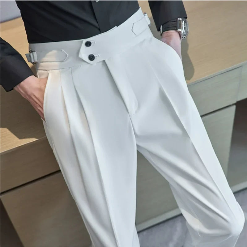 Men's Slim-Fit Dress Trousers – Formal Business Pants