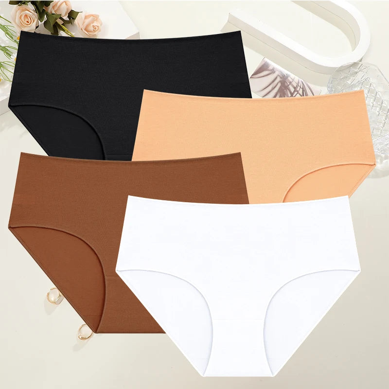 Women's High-Waist Cotton Briefs – 4-Pack Seamless