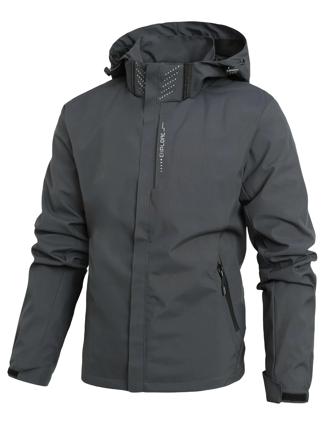 Windbreaker hood and zipper detail