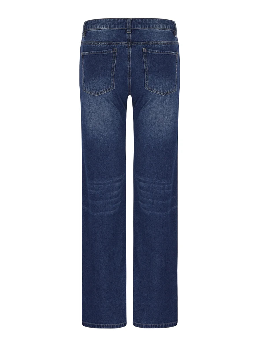 Distressed Straight-Leg Jeans