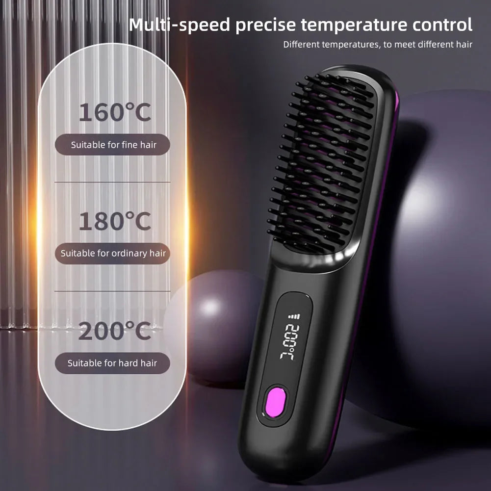 Ceramic Hair Straightener Brush (Anti-Scald)