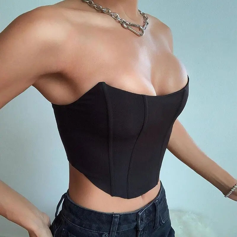 Corset bustier top black