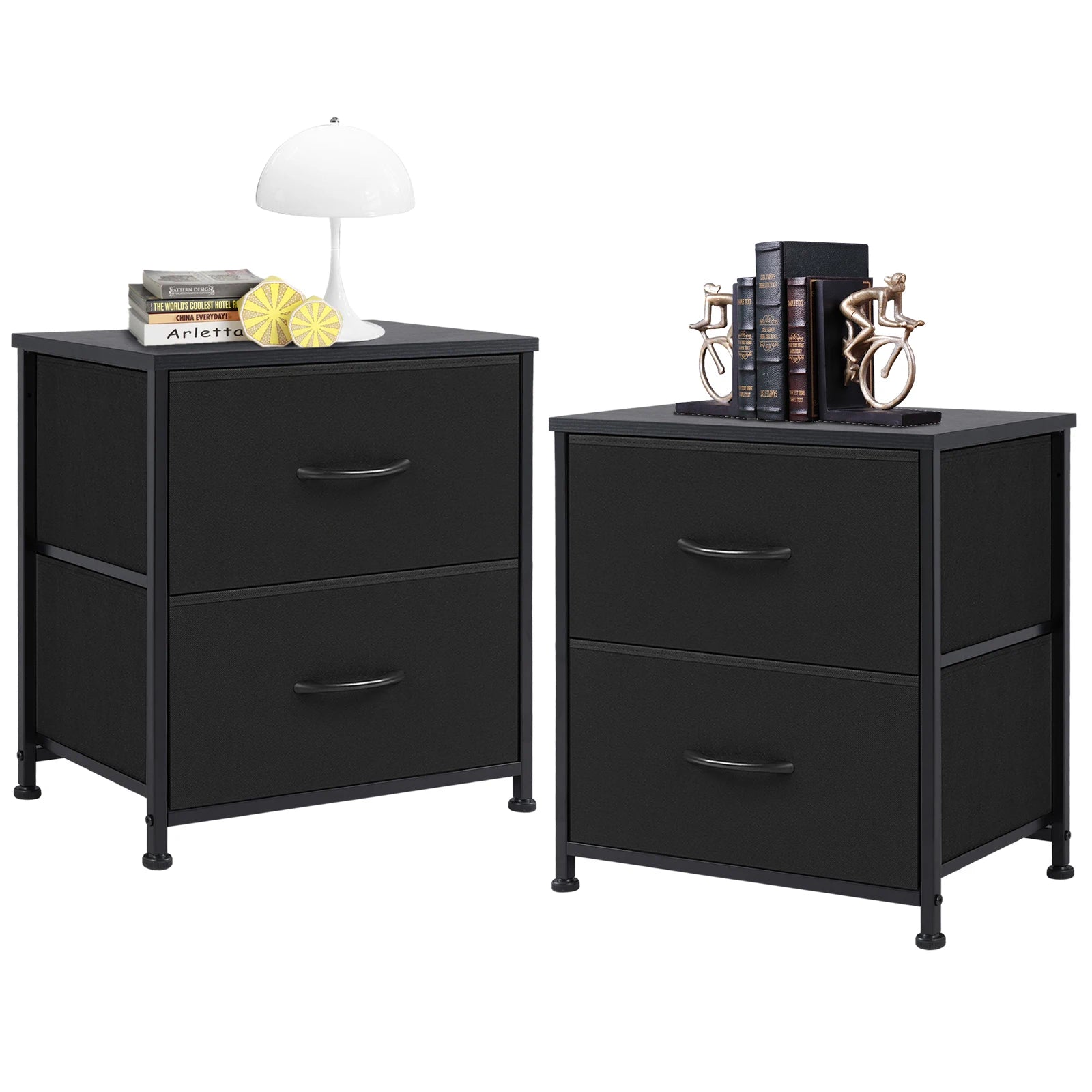 2-Drawer Nightstand – Fabric Bedside Table with Storage