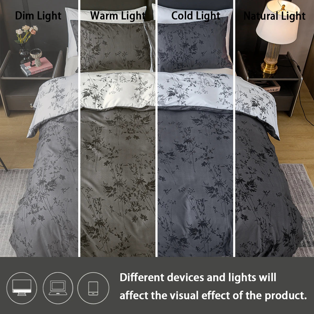 Botanical Quilt Cover Set – 3 Piece, Black & White Print