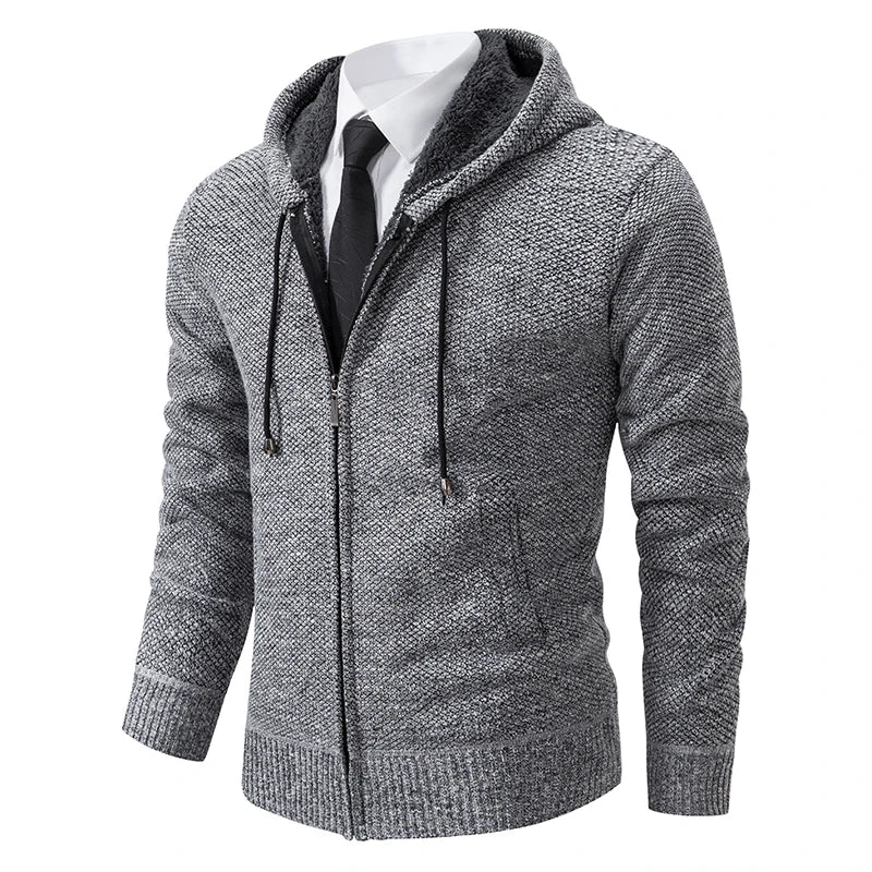 Men's Fleece Zip Cardigan – Warm Stand-Collar Jacket