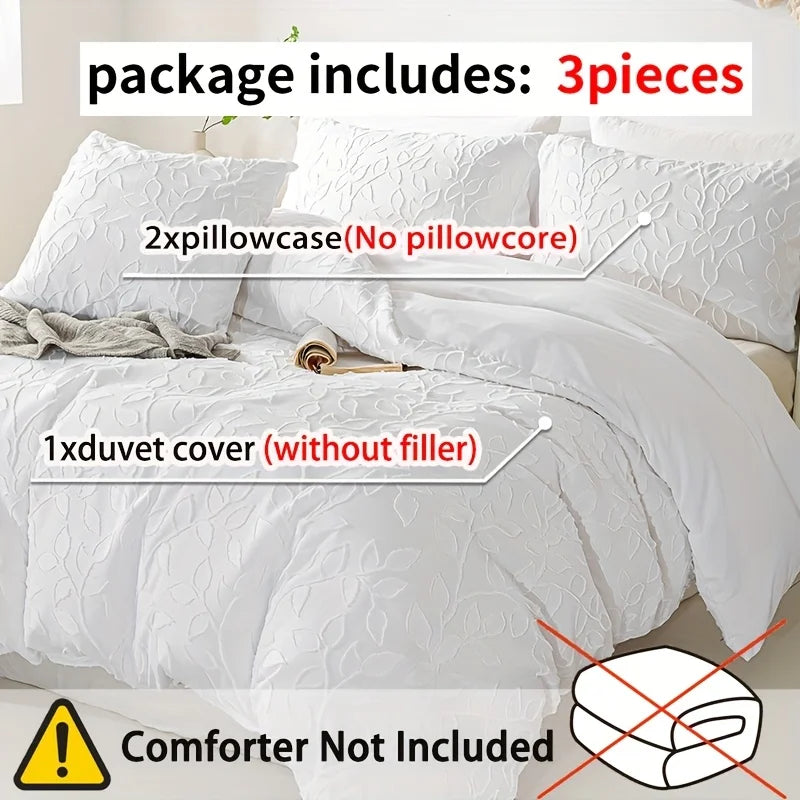 Tufted Duvet Cover Set – 3-Piece Leaf Bedding