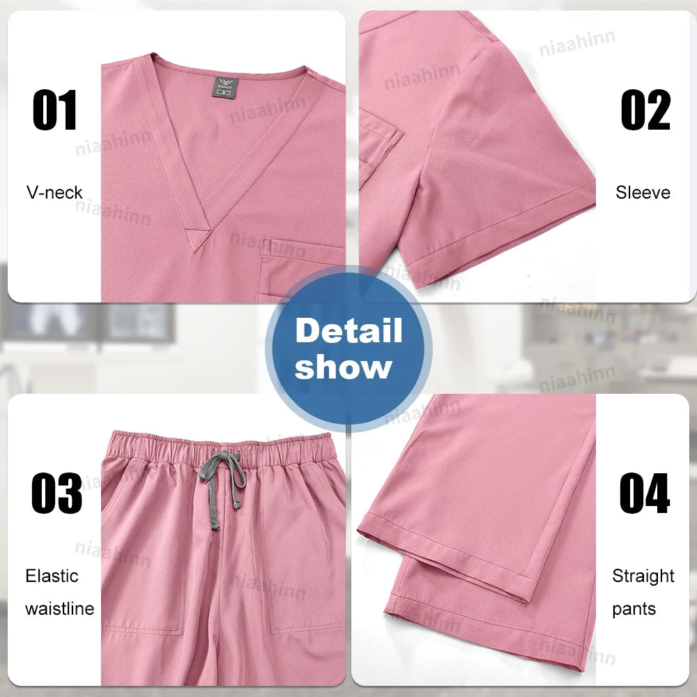Women's Nursing Scrubs – Tops & Pants Uniform Set