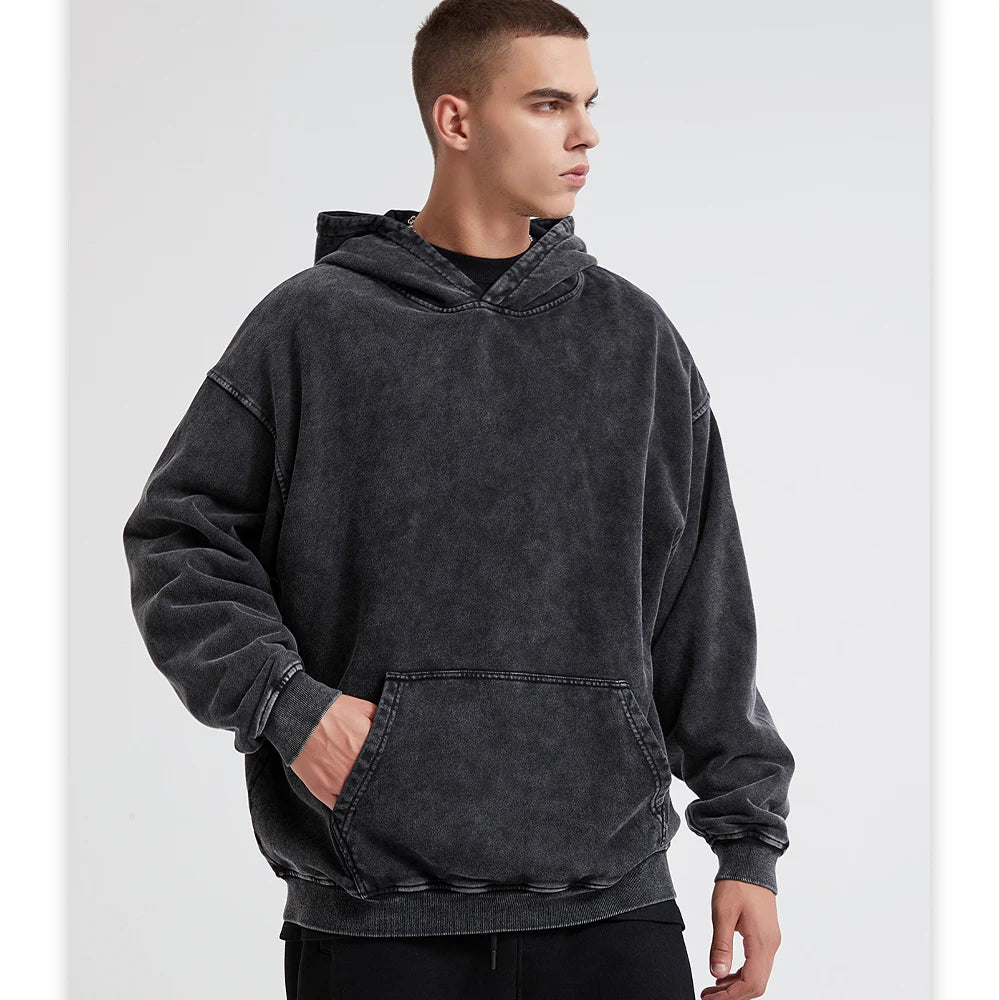 Acid-Wash Vintage Oversized Hoodie