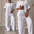 Linen Shirt & Wide-Leg Trouser Set