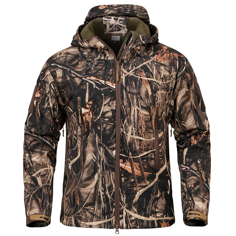 Camo hunting jacket hood detail