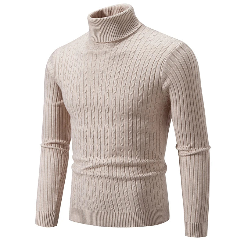 Men's High-Neck Knit Sweater – Warm Casual Turtleneck