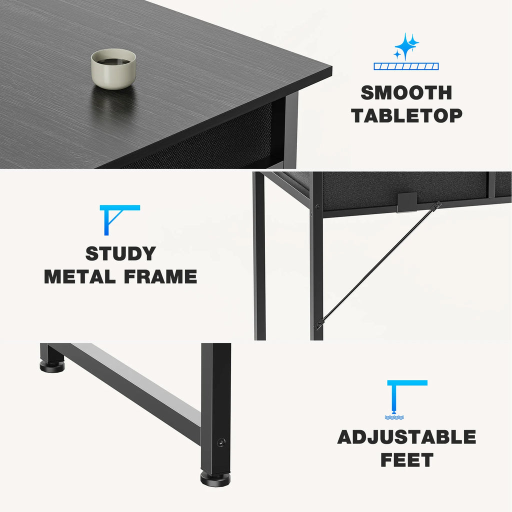 32-Inch Office Computer Desk – Storage Drawers & Metal Frame