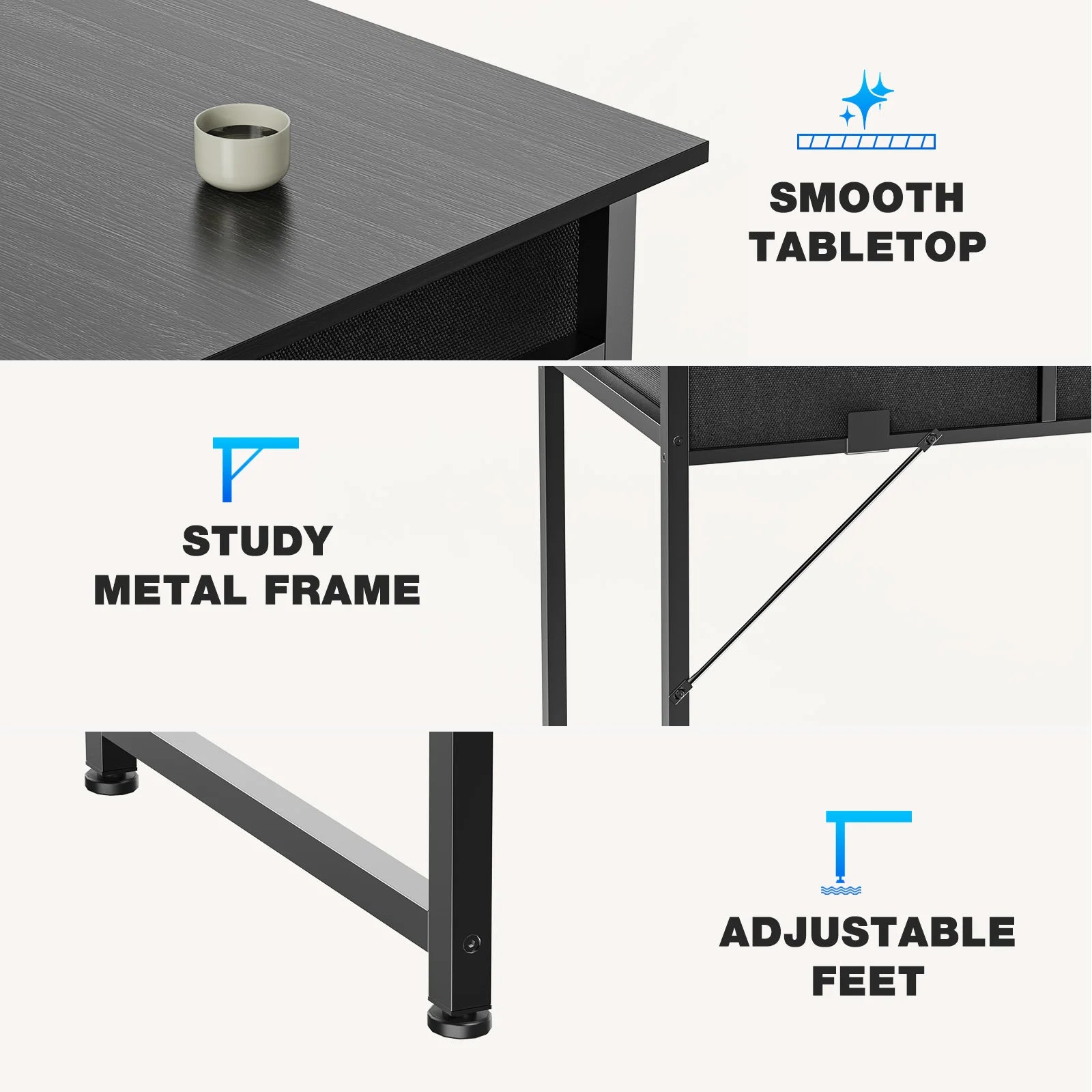 32-Inch Office Computer Desk – Storage Drawers & Metal Frame