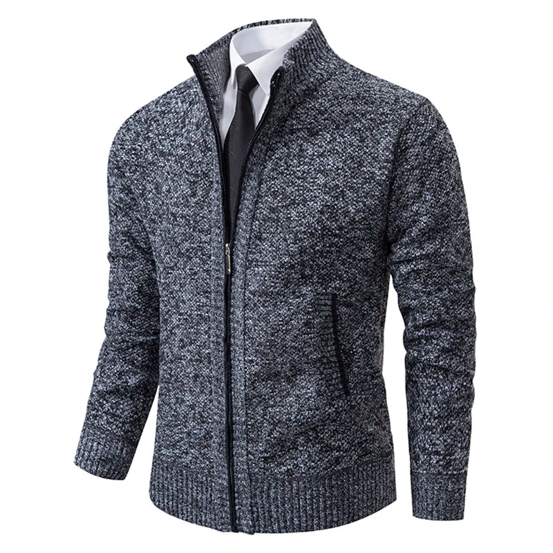 Men's Fleece Zip Cardigan – Warm Stand-Collar Jacket