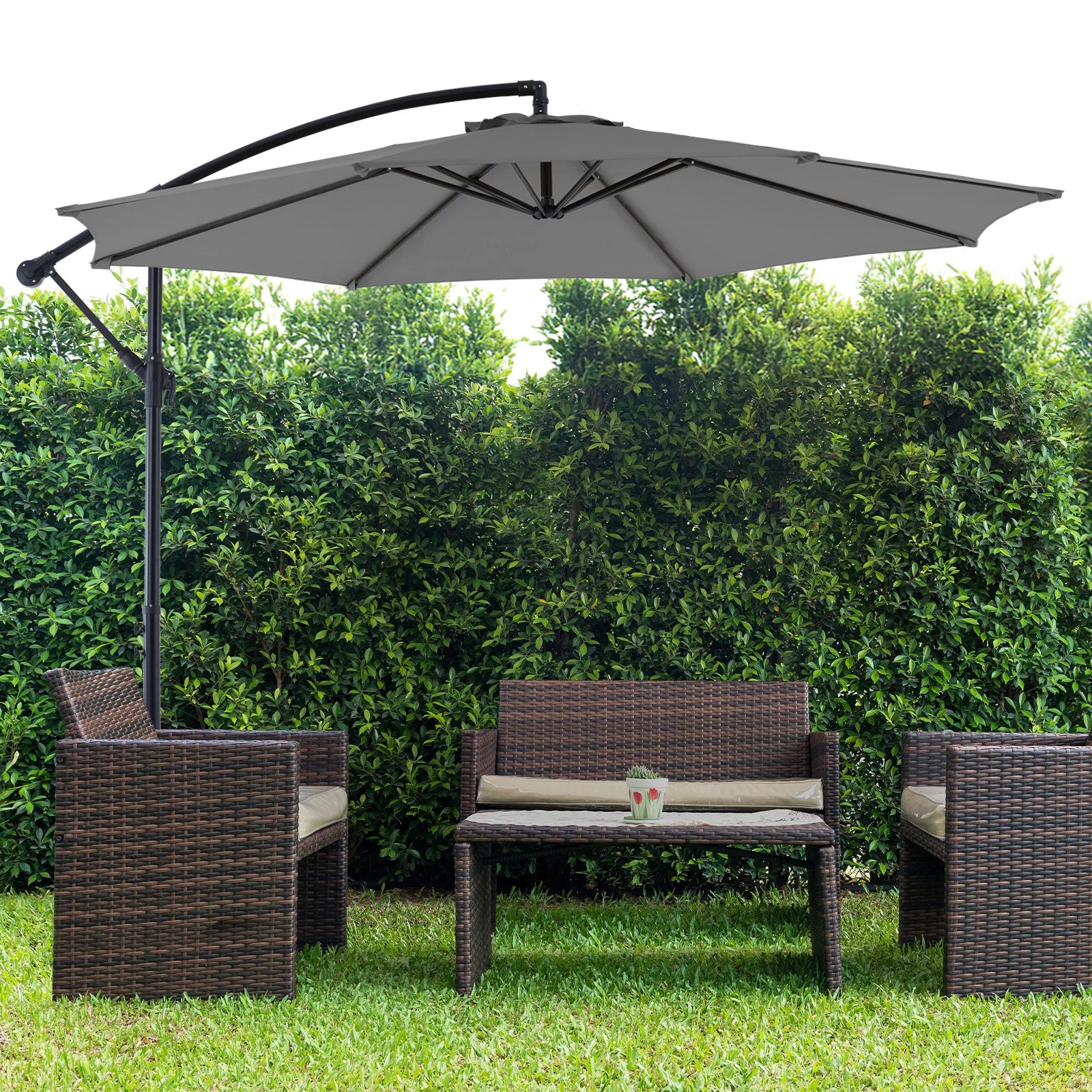10ft Cantilever Patio Umbrella – Offset Tilt, 8-Rib Shade