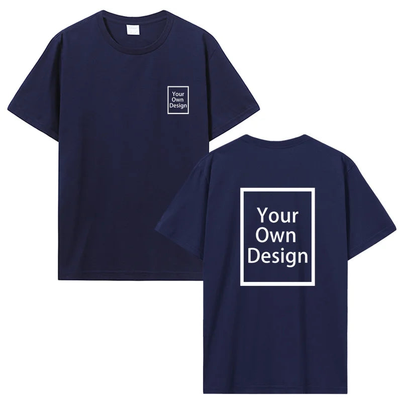 Custom Cotton Customized Print Short Sleeve T Shirt Summer Tops Tees DIY Your Like Photo Or Logo Cotton T-shirt Men Clothing