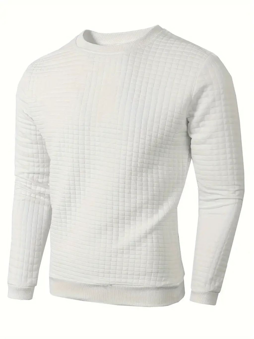 Waffle-knit crewneck sweatshirt black