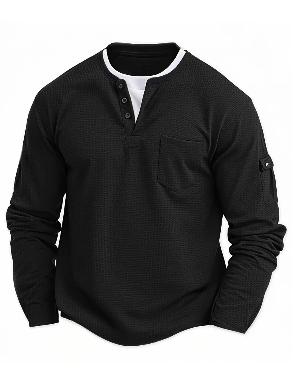 Men's Waffle-Knit Long-Sleeve Henley