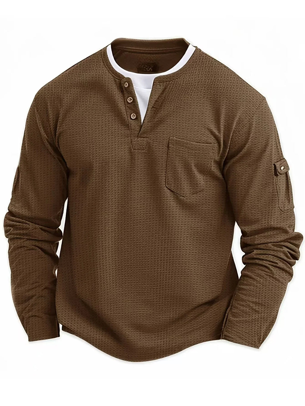 Men's Waffle-Knit Long-Sleeve Henley