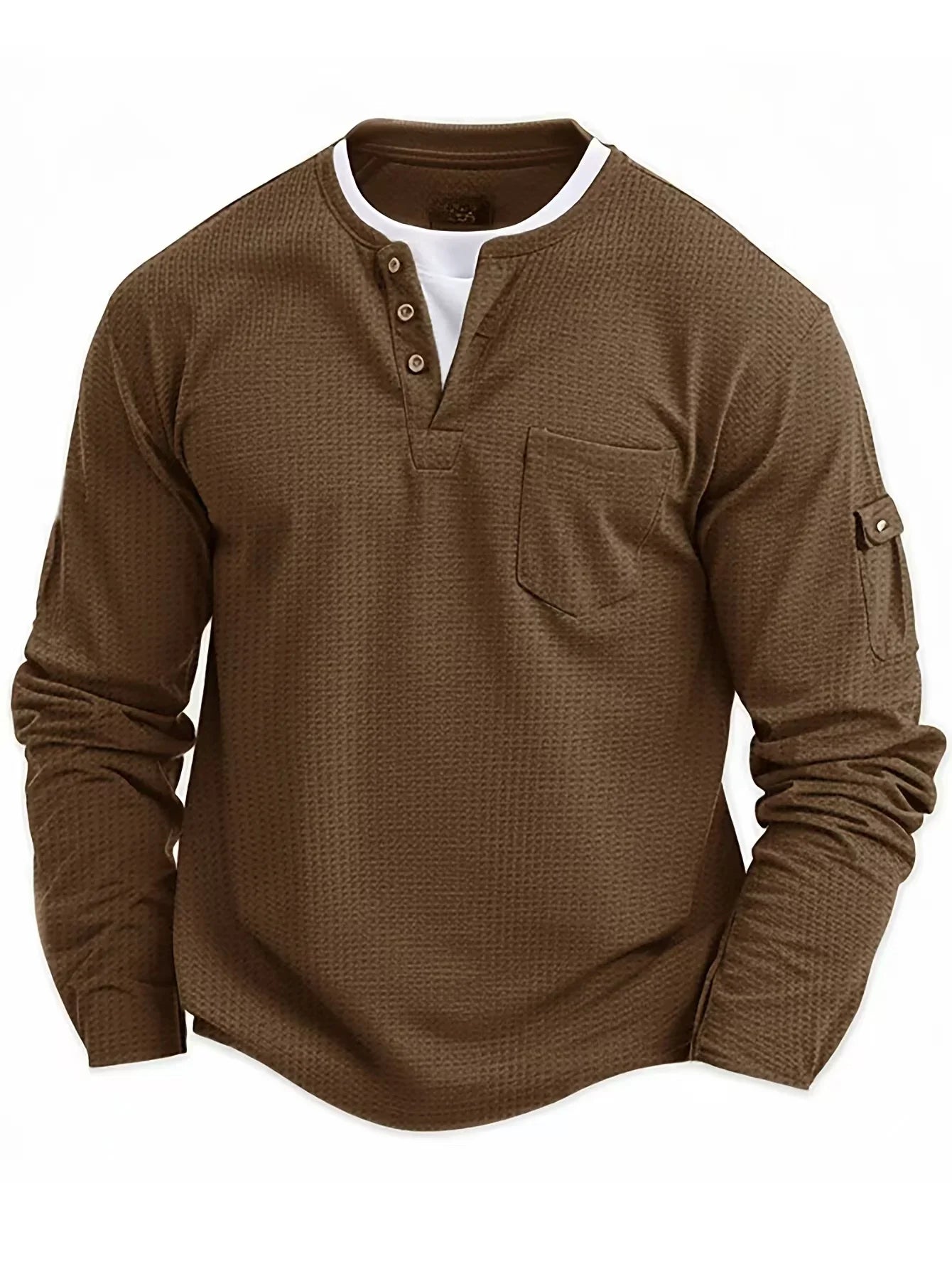 Men's Waffle-Knit Long-Sleeve Henley
