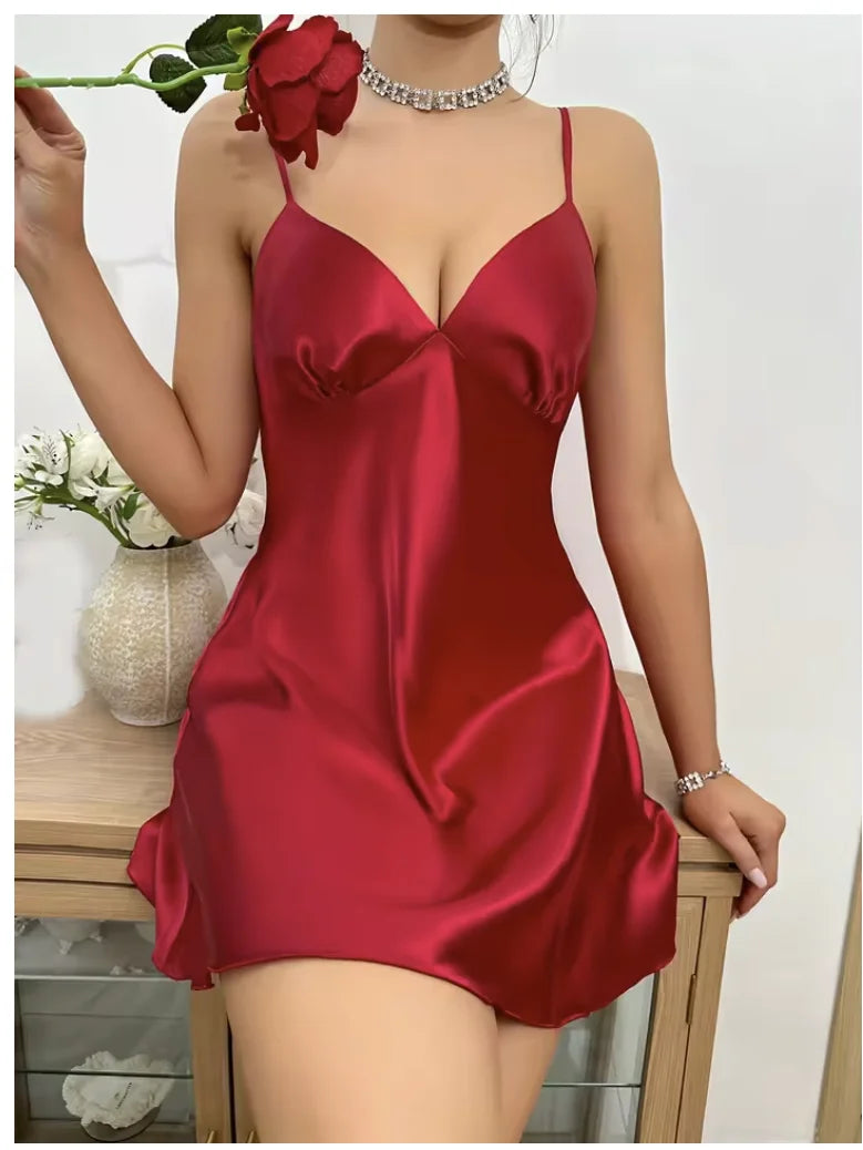 Women's V-Neck Lace Nightdress – Sleeveless Sleepwear