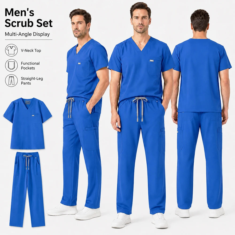 Men's Scrubs Set – V-Neck Top & Pants