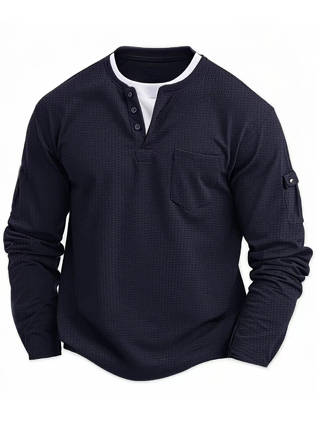 Men's Waffle-Knit Long-Sleeve Henley