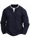 Men's Waffle-Knit Long-Sleeve Henley
