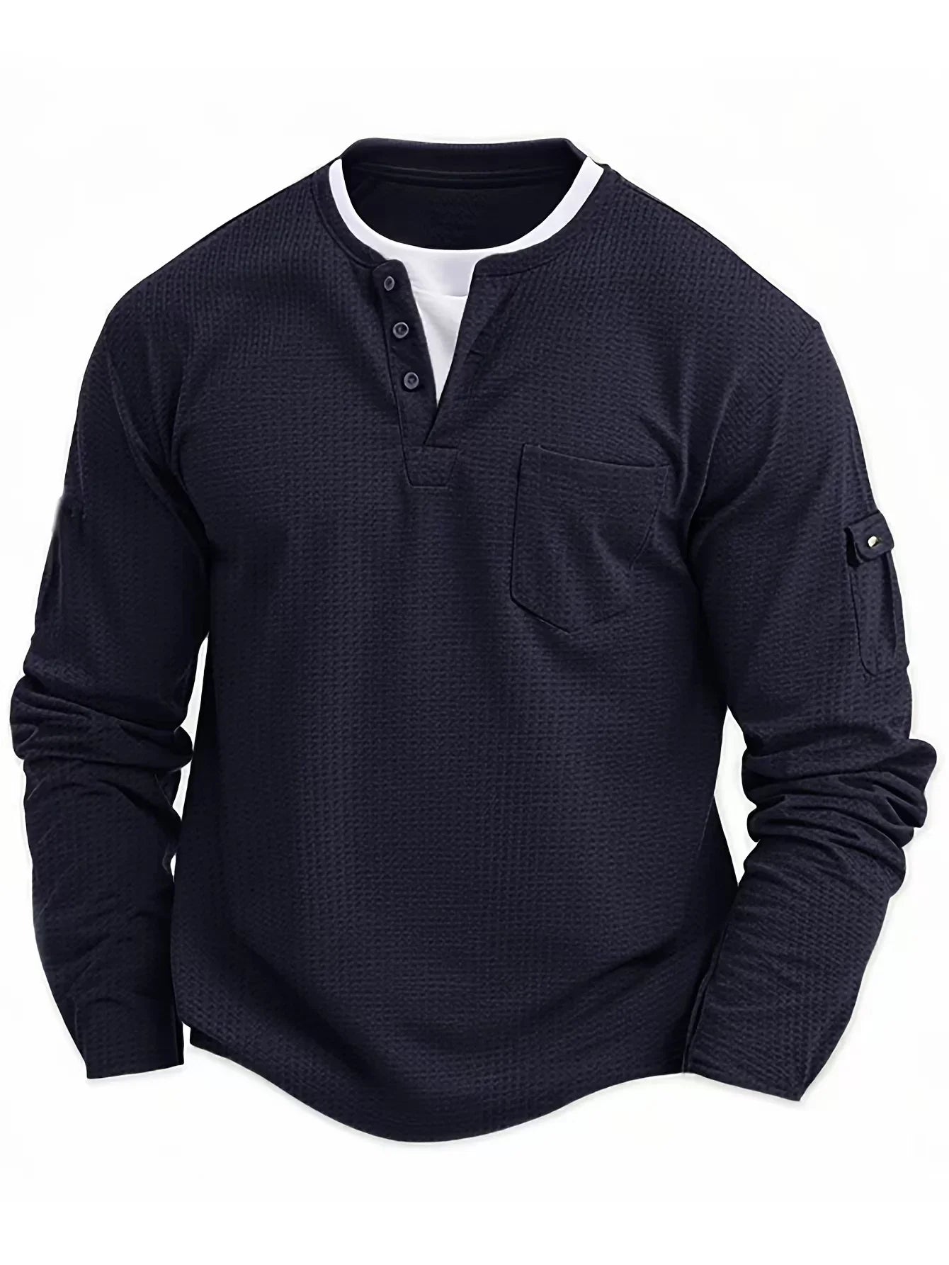 Men's Waffle-Knit Long-Sleeve Henley