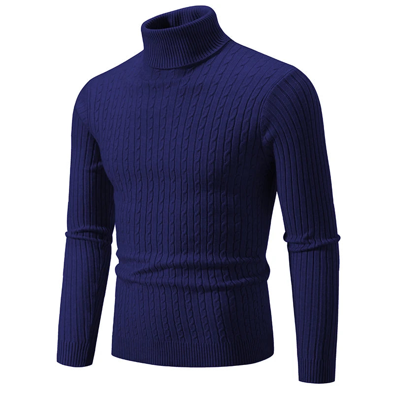 Men's High-Neck Knit Sweater – Warm Casual Turtleneck