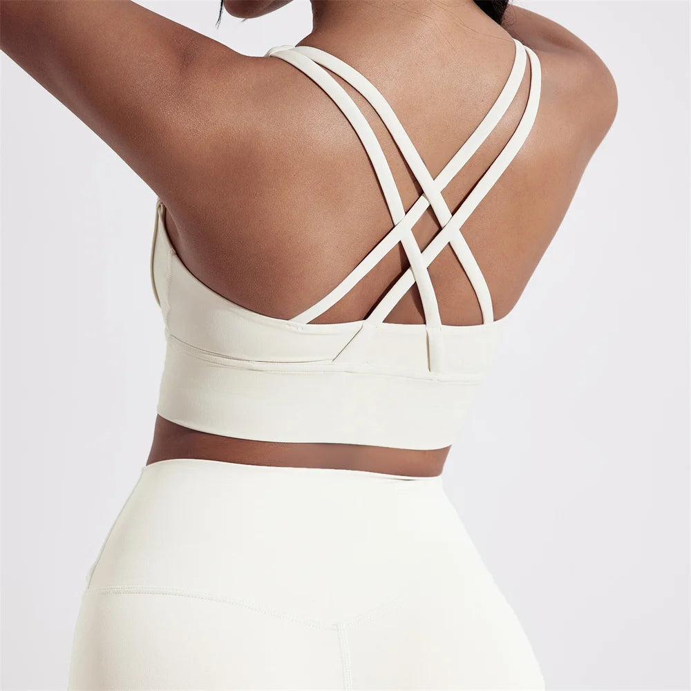Women's Cross-Back Sports Bra – Padded High-Support