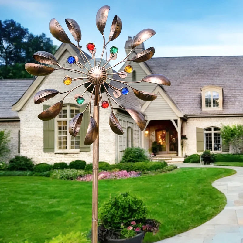 Solar Kinetic Wind Spinner Garden Decor