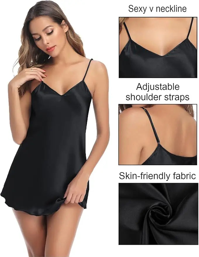 Women's Silky Solid Nightgown – Soft Comfortable Sleepwear