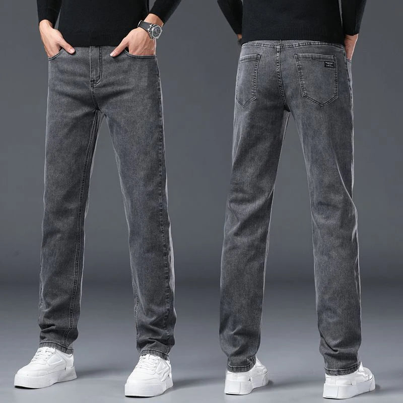 Men's Slim Straight Jeans – Charcoal Grey Stretch Denim
