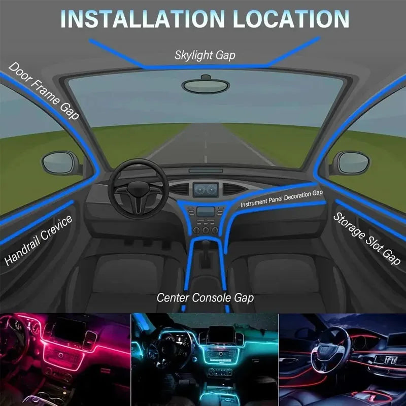 Car interior RGB lighting installed