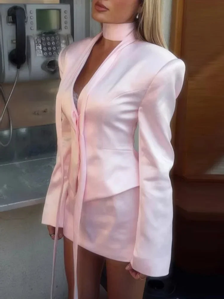 Satin Blazer & Shorts Going-Out Set