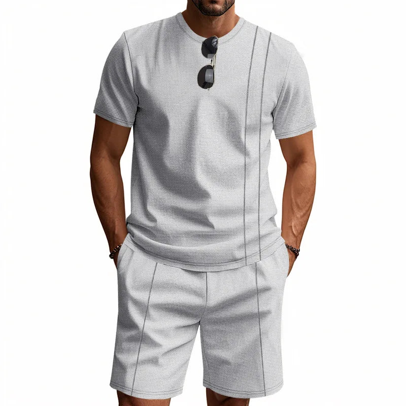 Waffle Henley & Shorts Set