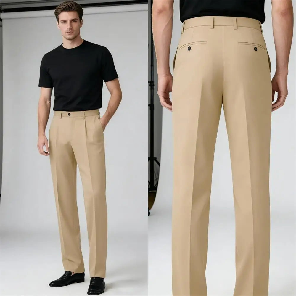 Wide-Leg Pleated Trousers