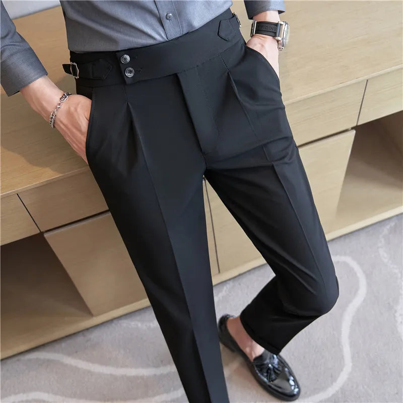Men's Slim-Fit Dress Trousers – Formal Business Pants