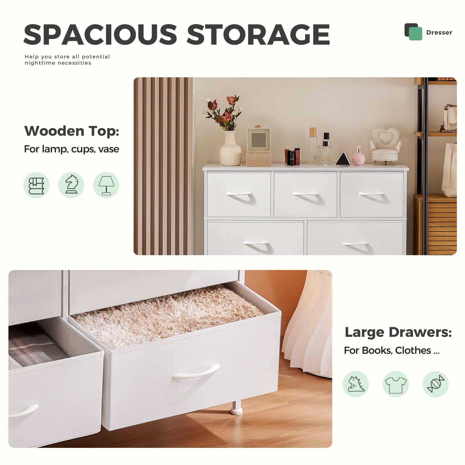 Fabric Drawer Dresser – Bedroom Storage Chest, 5/7/10 Drawers