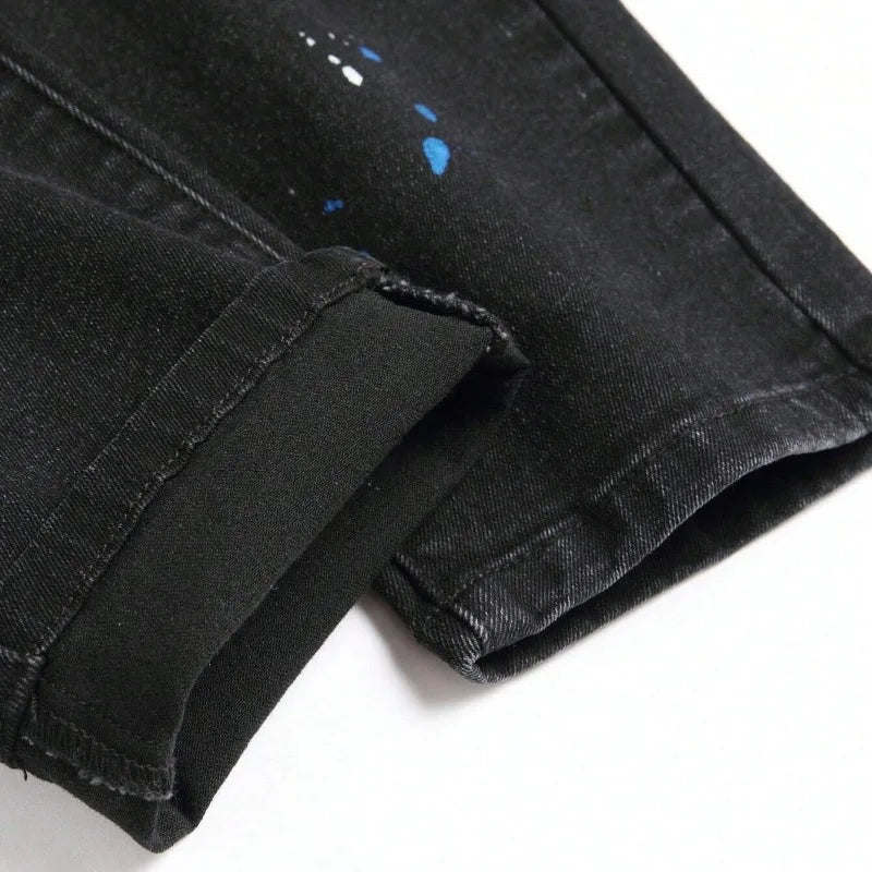 Men's Ripped Stretch Jeans – Slim Fit Denim